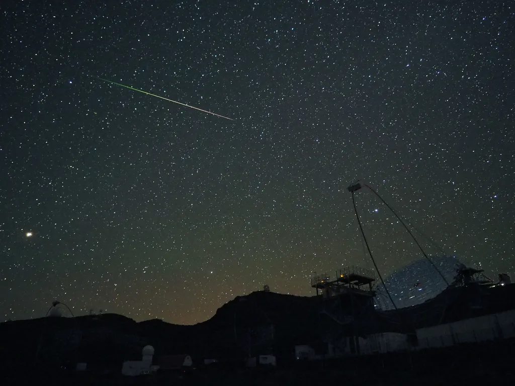 LST-1 commissioning during the perseid meteor shower in August 2020.