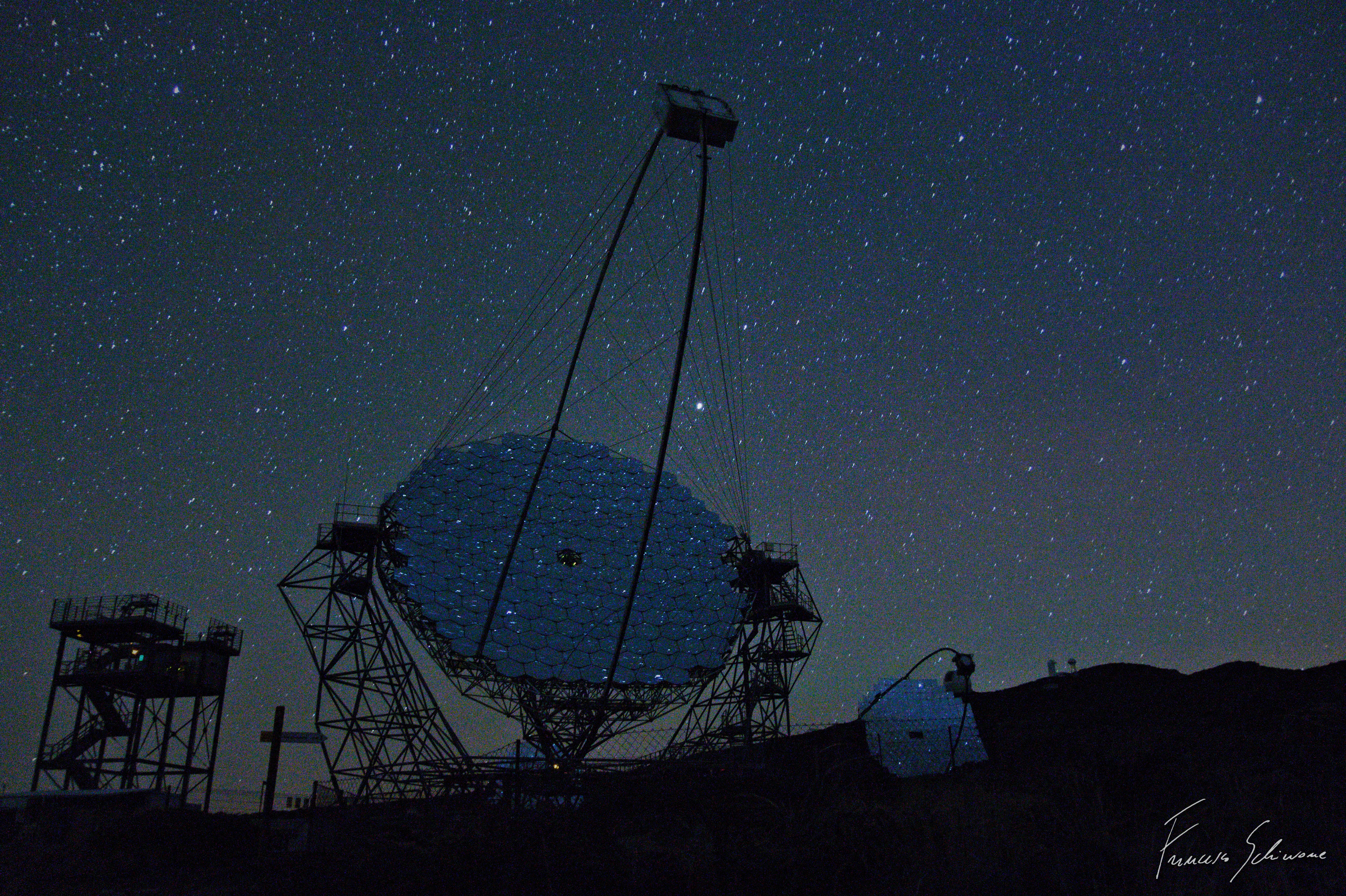 LST-1 and MAGIC-II telescopes while observing.